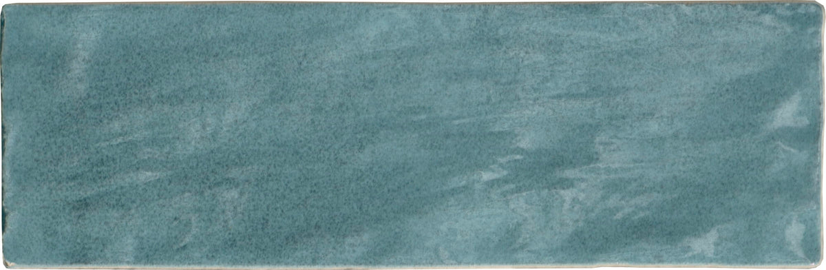 Riad Aqua – Faïence murale turquoise brillante 6,50x20 cm