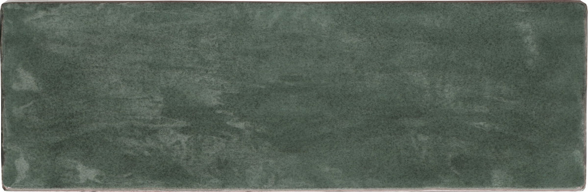 Riad Green – Faïence murale verte brillante 6,50x20 cm