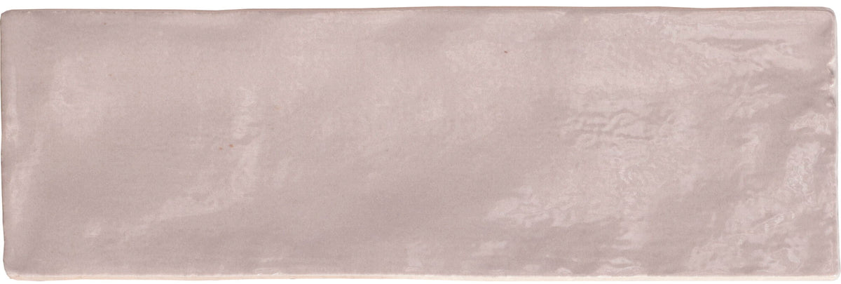 Riad Pink – Faïence murale rose poudré brillante 6,50x20 cm