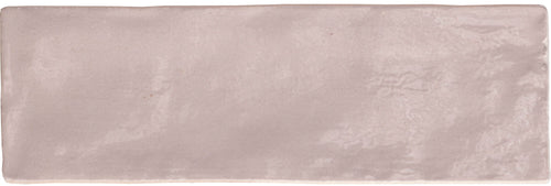 Riad Pink – Faïence murale rose poudré brillante 6,50x20 cm