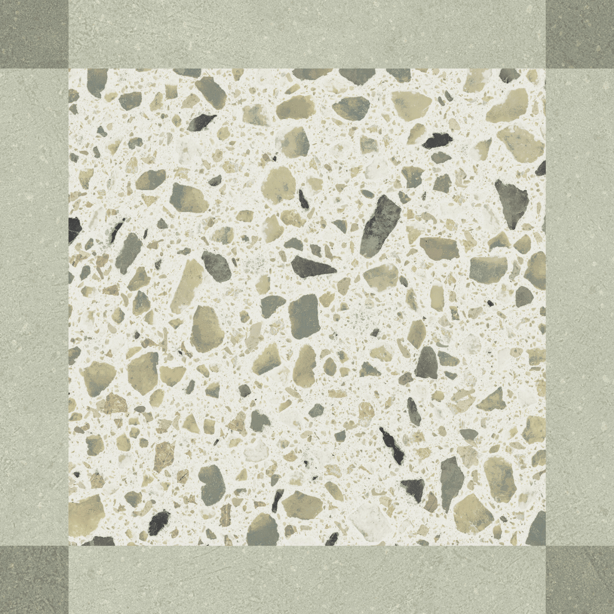 Carrelage décor terrazzo Croma Green Décor mat 25x25 cm