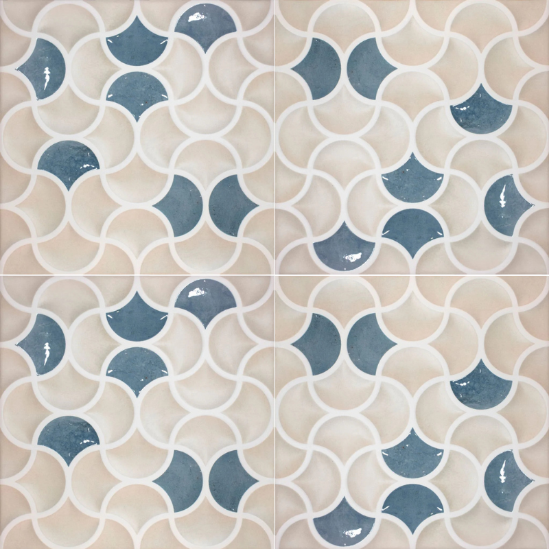 Carrelage imitation terre cuite - Bari lattice sand acqua 33x33 - 0.89 m²/colis