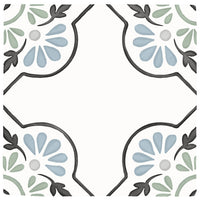 TANGER BLUE PETALS : carrelage décoratif mat 12,3x12,3