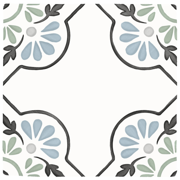 TANGER BLUE PETALS : carrelage décoratif mat 12,3x12,3