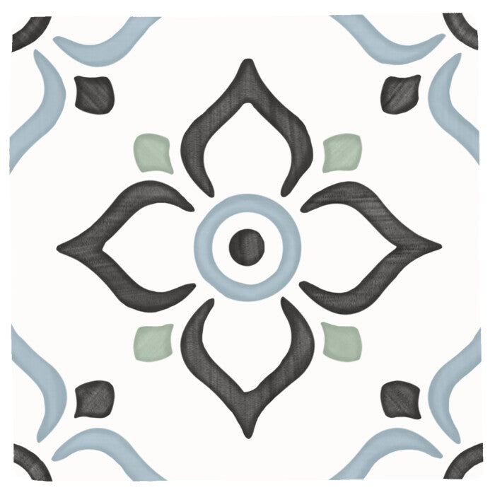 TANGER BLUE GARDEN : carrelage décoratif mat 12,3x12,3