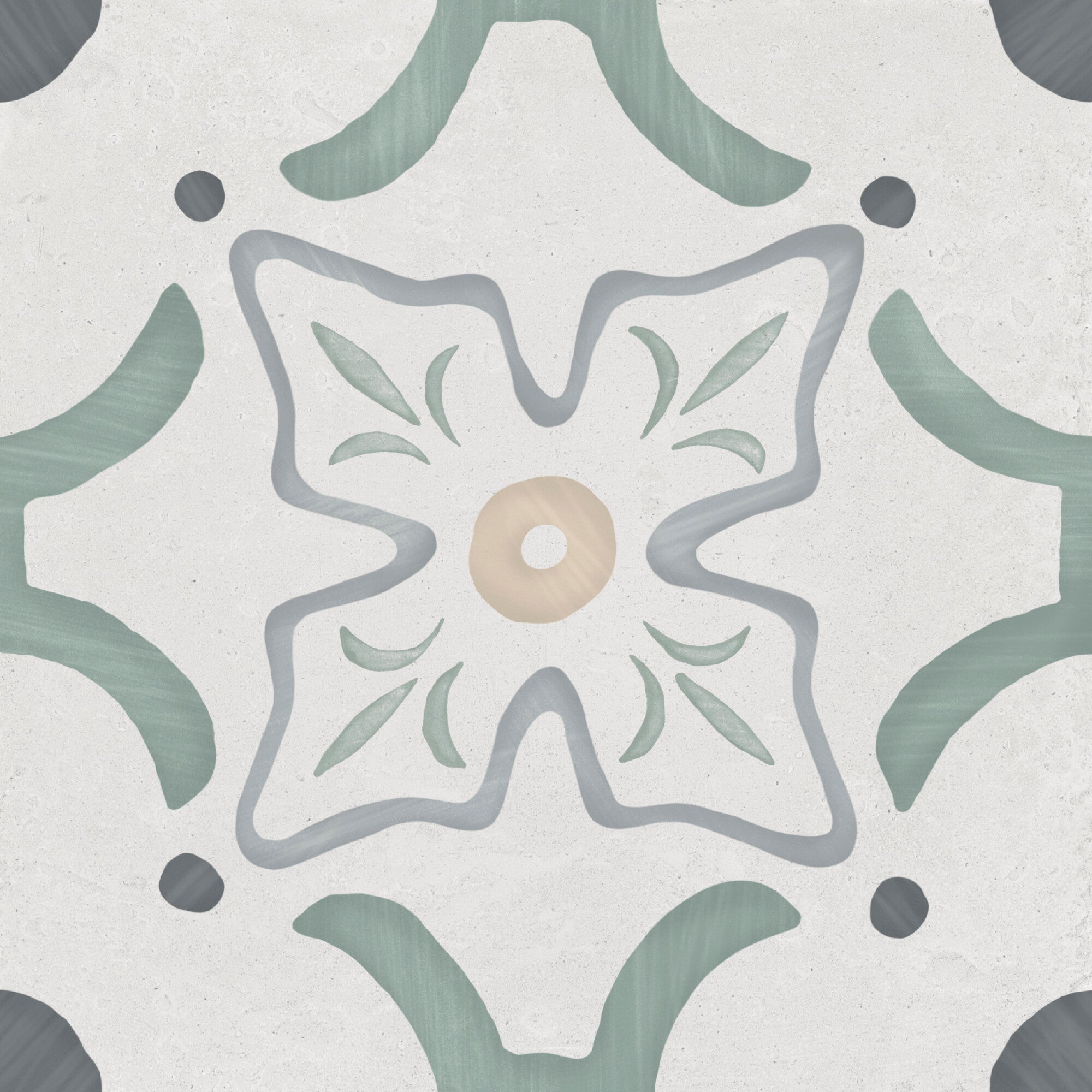 Carrelage décoratif Sirocco Green Flower 22,3x22,3 cm