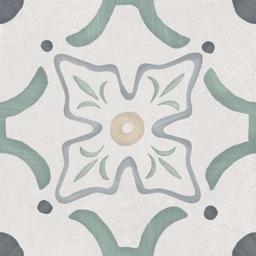 Carrelage décoratif Sirocco Green Flower 22,3x22,3 cm