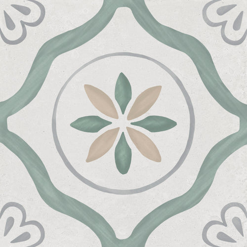 Carrelage décoratif Sirocco Green Petals 22,3x22,3 cm