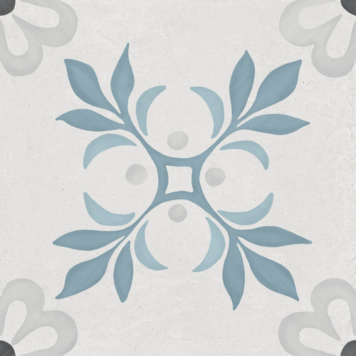 Carrelage décoratif Sirocco Blue Garden 22,3x22,3 cm