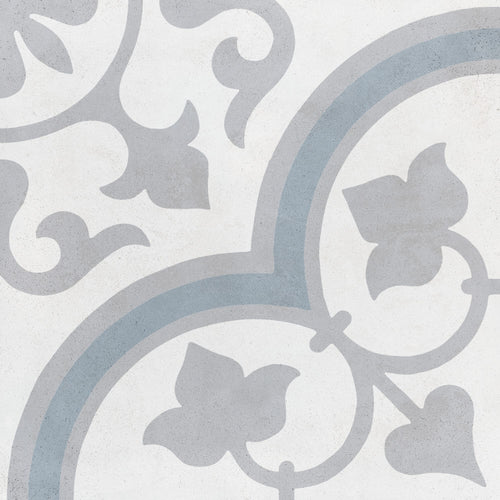 Carrelage effet ciment Havana Silver Ornate 22,3x22,3 cm