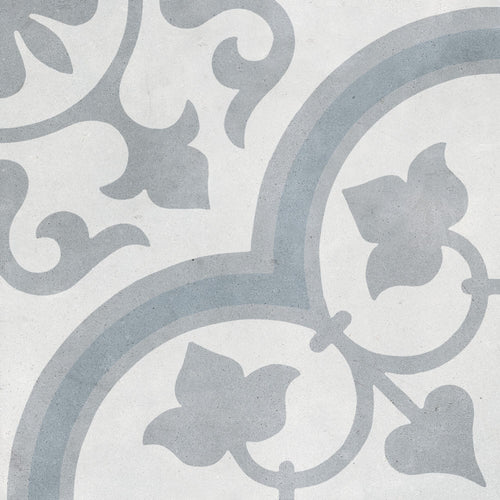 Carrelage effet ciment Havana Silver Ornate 22,3x22,3 cm
