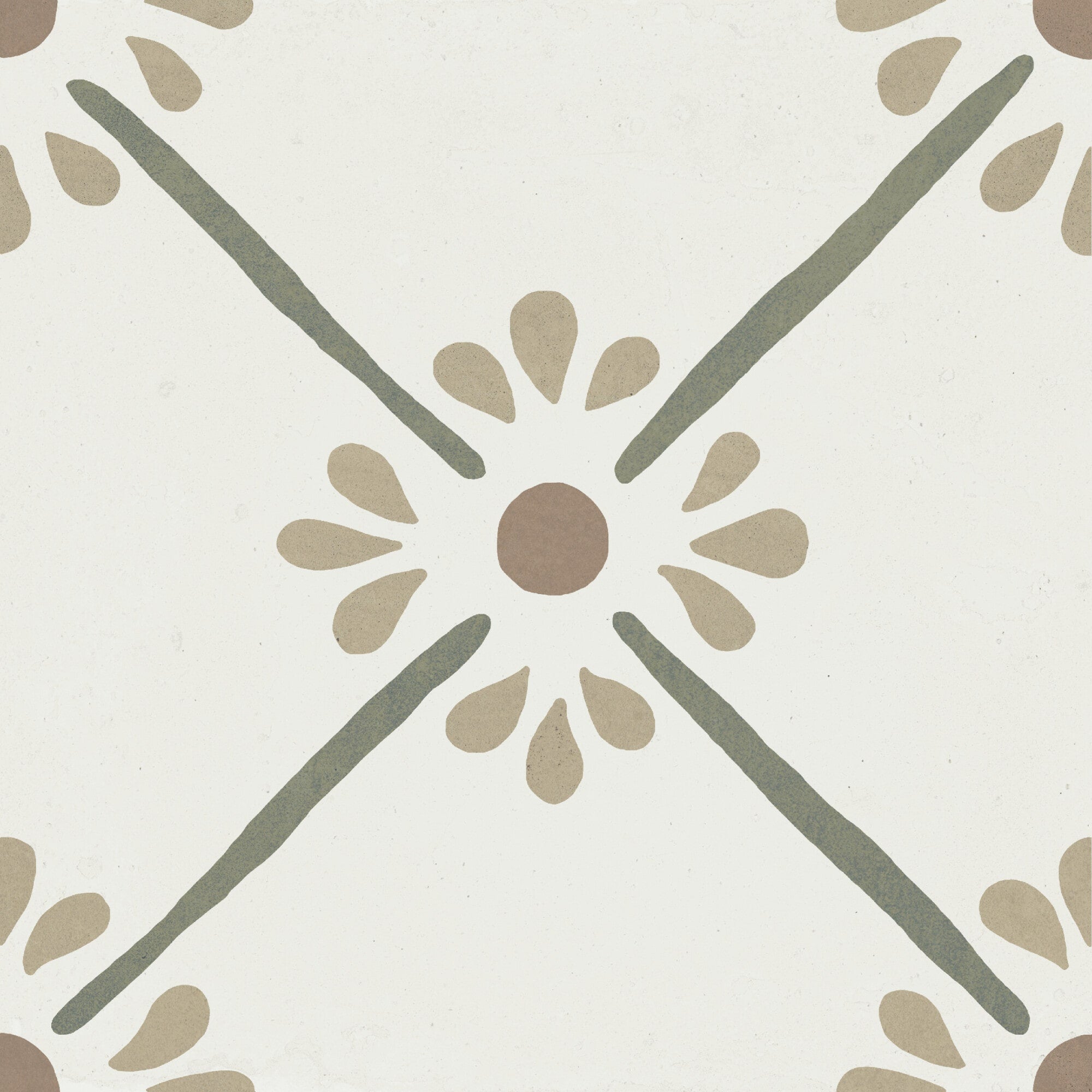 Carrelage imitation ciment PROVENZA GREEN FLOWER 22X22