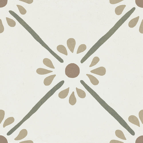 Carrelage imitation ciment PROVENZA GREEN FLOWER 22X22
