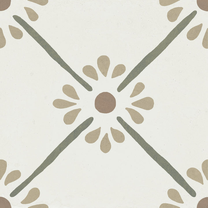 Carrelage imitation ciment PROVENZA GREEN FLOWER 22X22