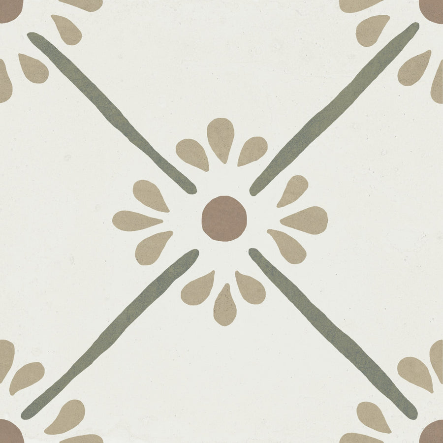 Carrelage imitation ciment PROVENZA GREEN FLOWER 22X22