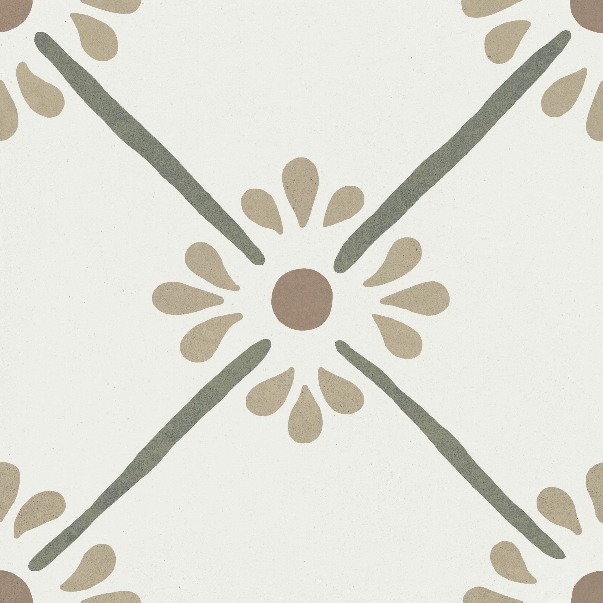 Carrelage imitation ciment PROVENZA GREEN FLOWER 22X22