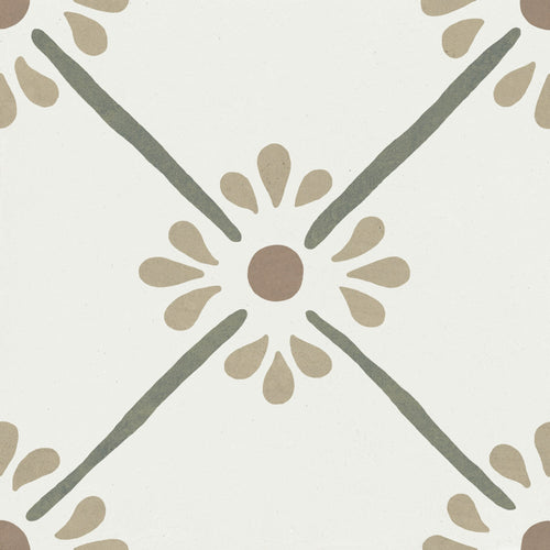 Carrelage imitation ciment PROVENZA GREEN FLOWER 22X22