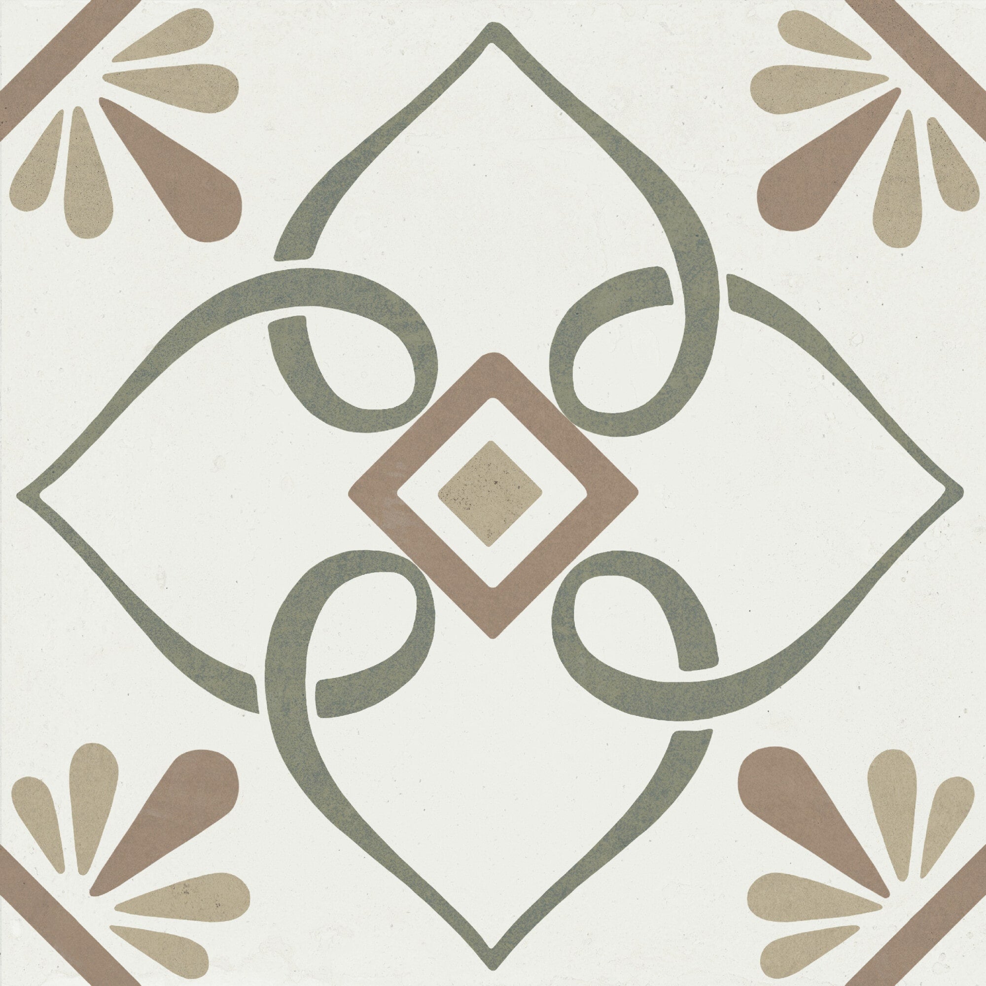 Carrelage imitation ciment PROVENZA GREEN PETALS 22X22