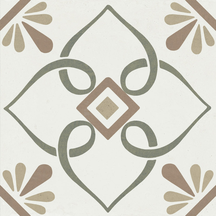 Carrelage imitation ciment PROVENZA GREEN PETALS 22X22