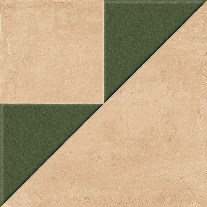 Carrelage décoratif Kora Clay décor Green 22,3x22,3 cm – vue du carreau