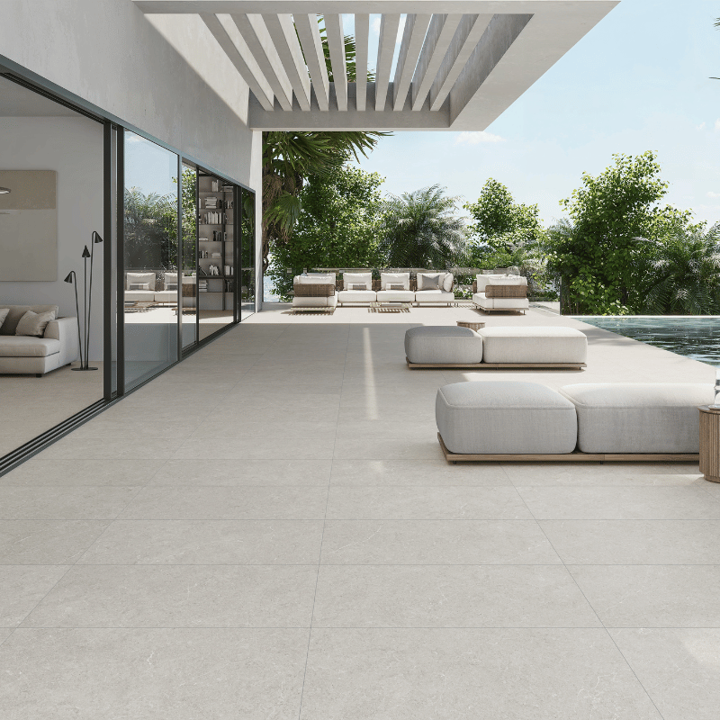 Carrelage effet pierre Bergstein Out Light mat antidérapant 60x120 cm