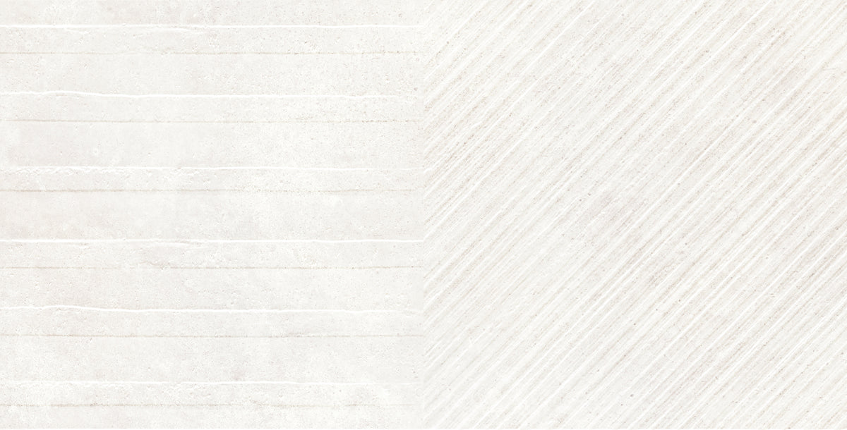 Faïence effet ciment Newclay Craft White mat 25x50 cm