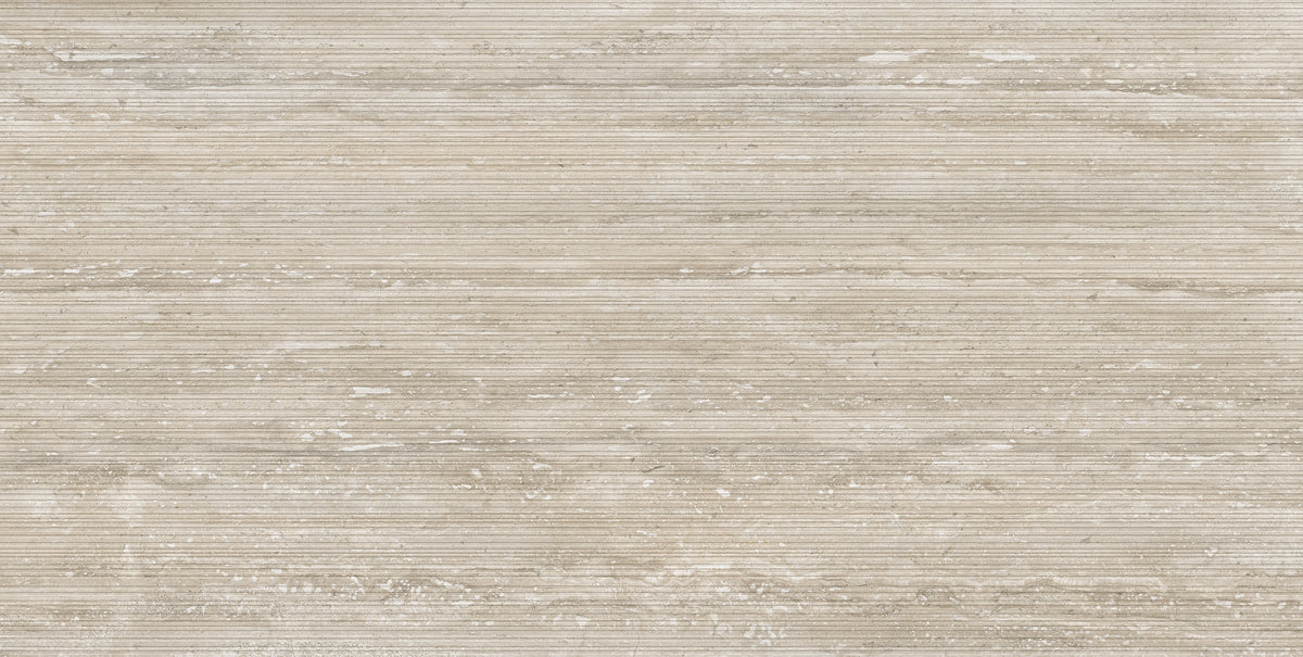Carrelage effet travertin Flavia Rigata Duna mat 60x120 cm