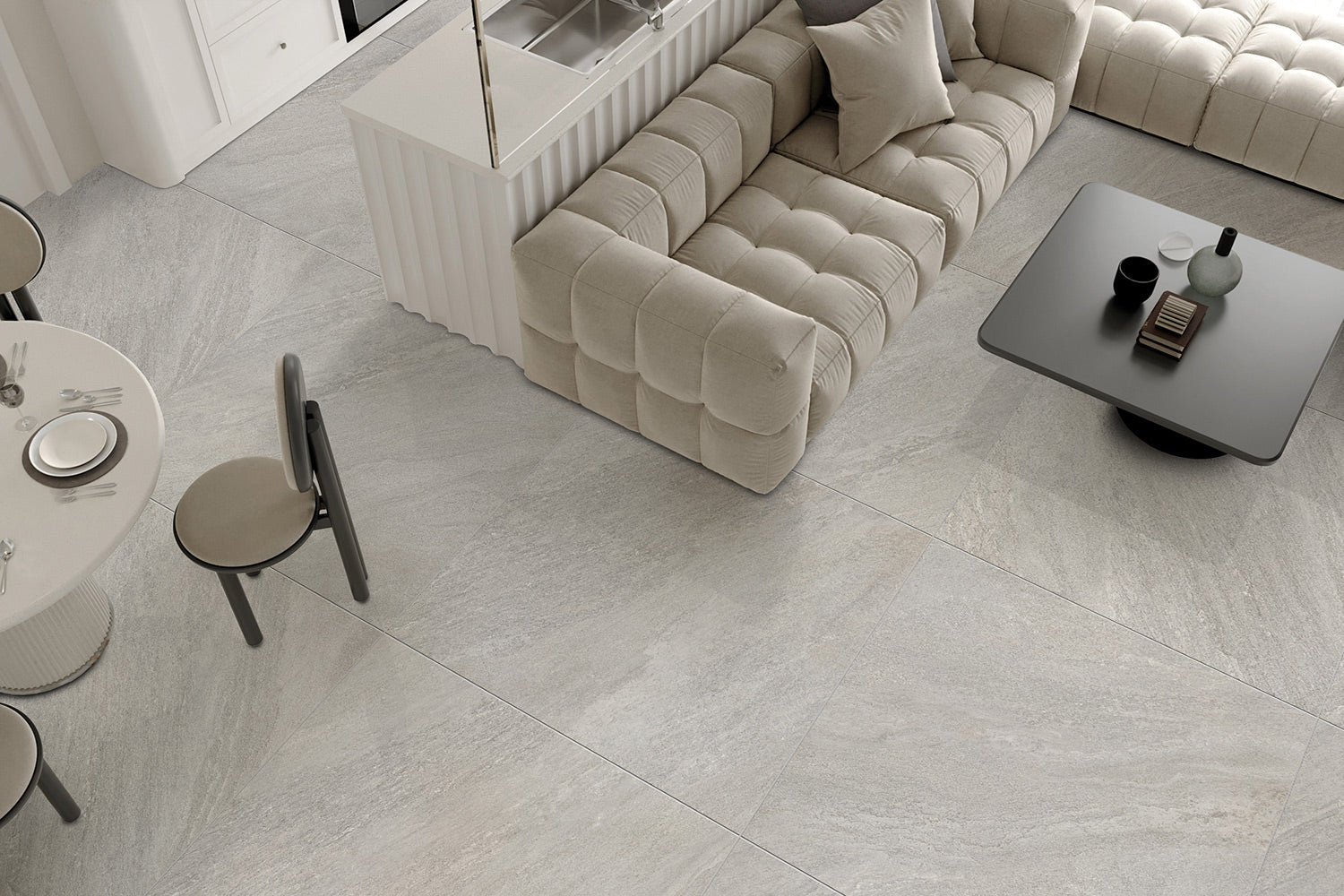 Carrelage effet pierre Nativa Grigio 90x90 cm