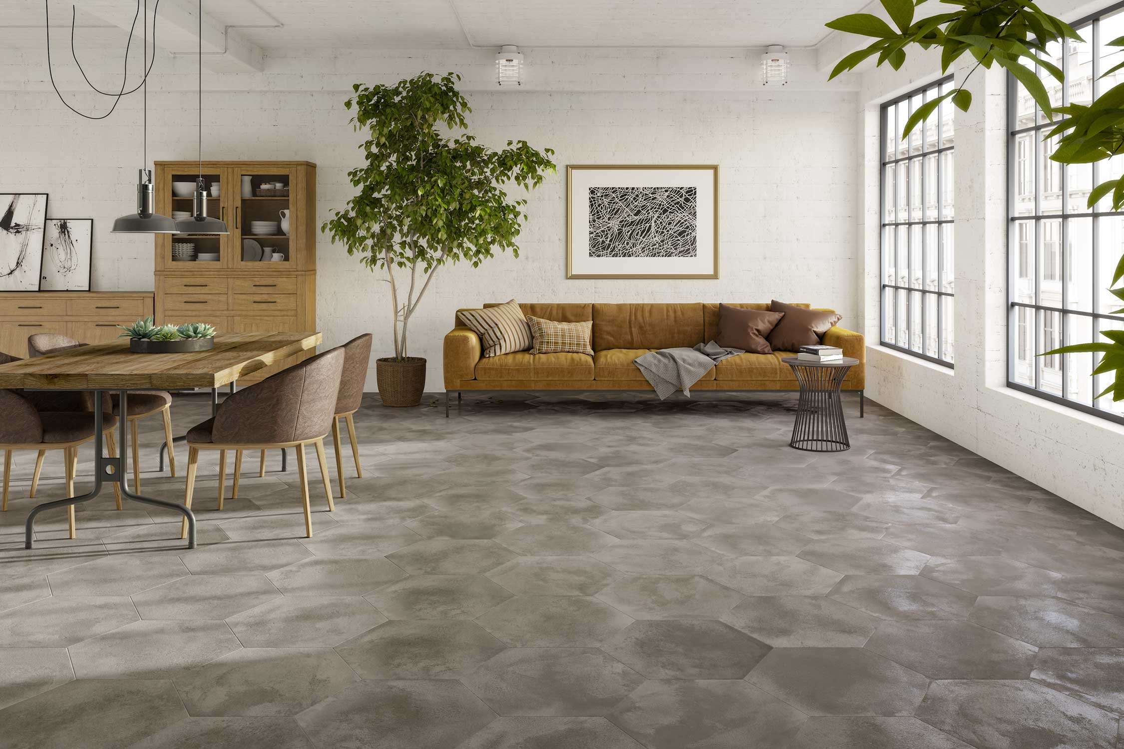Carrelage hexagonal XXL ATELIER CHARCOAL 56X48,5 cm