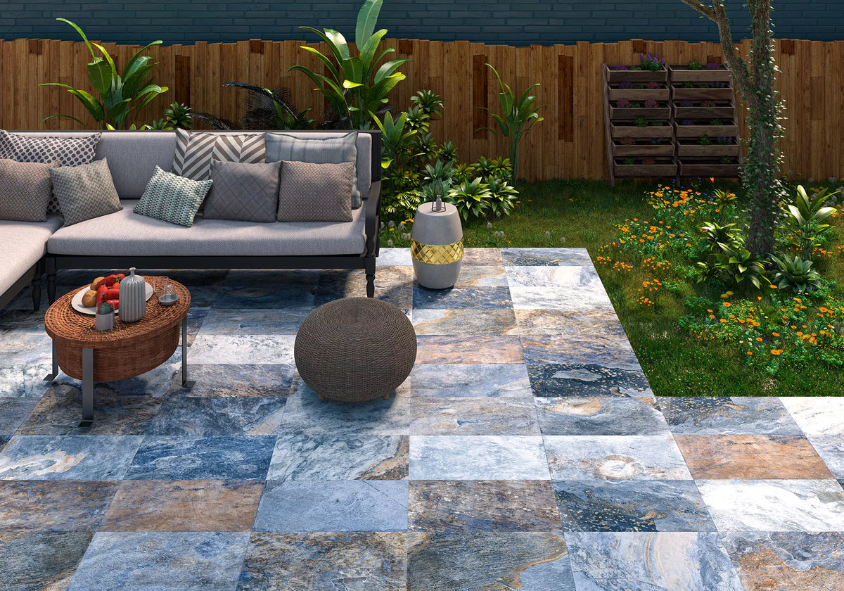 Carrelage piscine effet pierre Bali Blue 29,5x60 cm