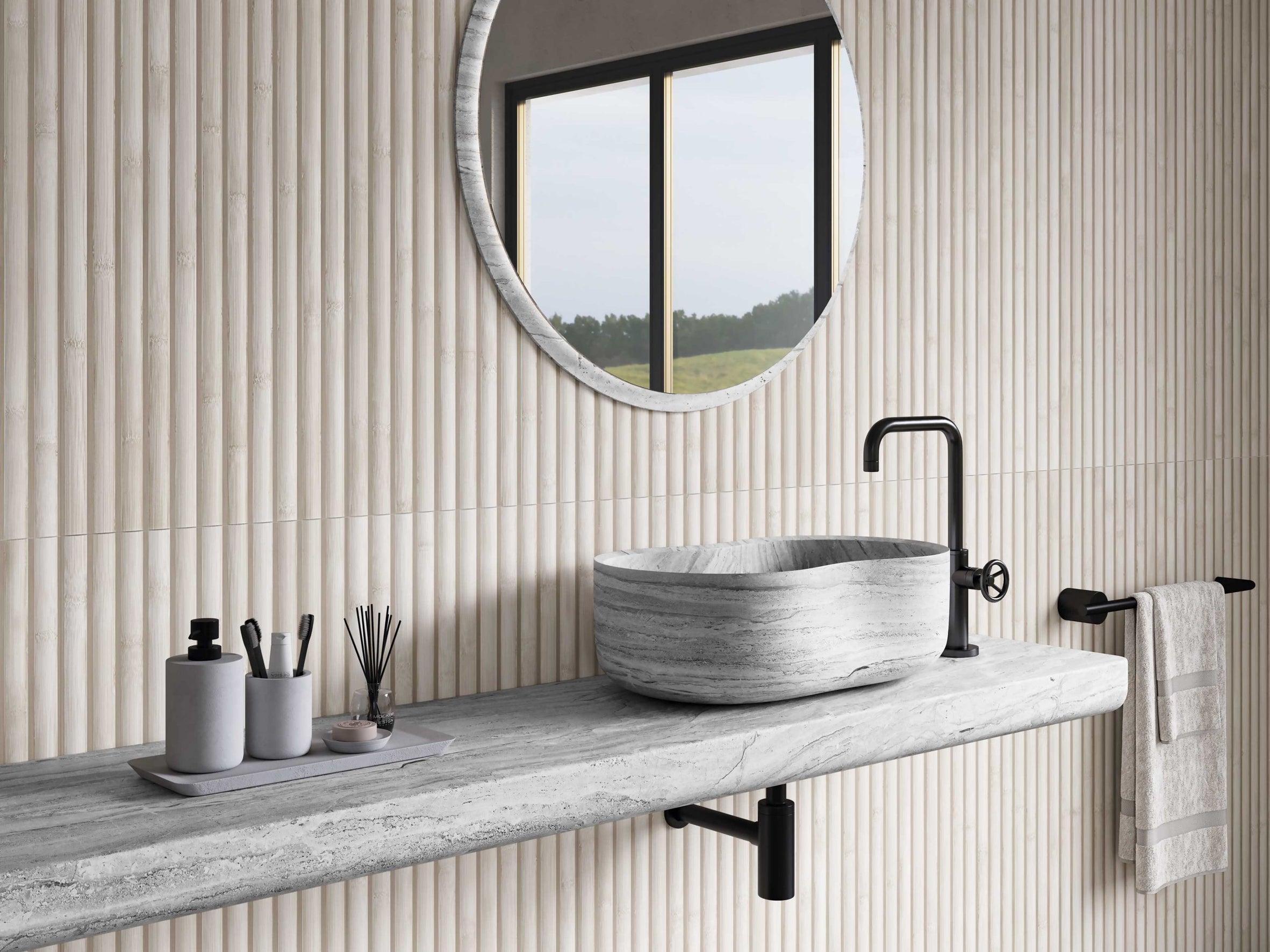 Carrelage mural effet bambou Bamboo White 40x120 cm