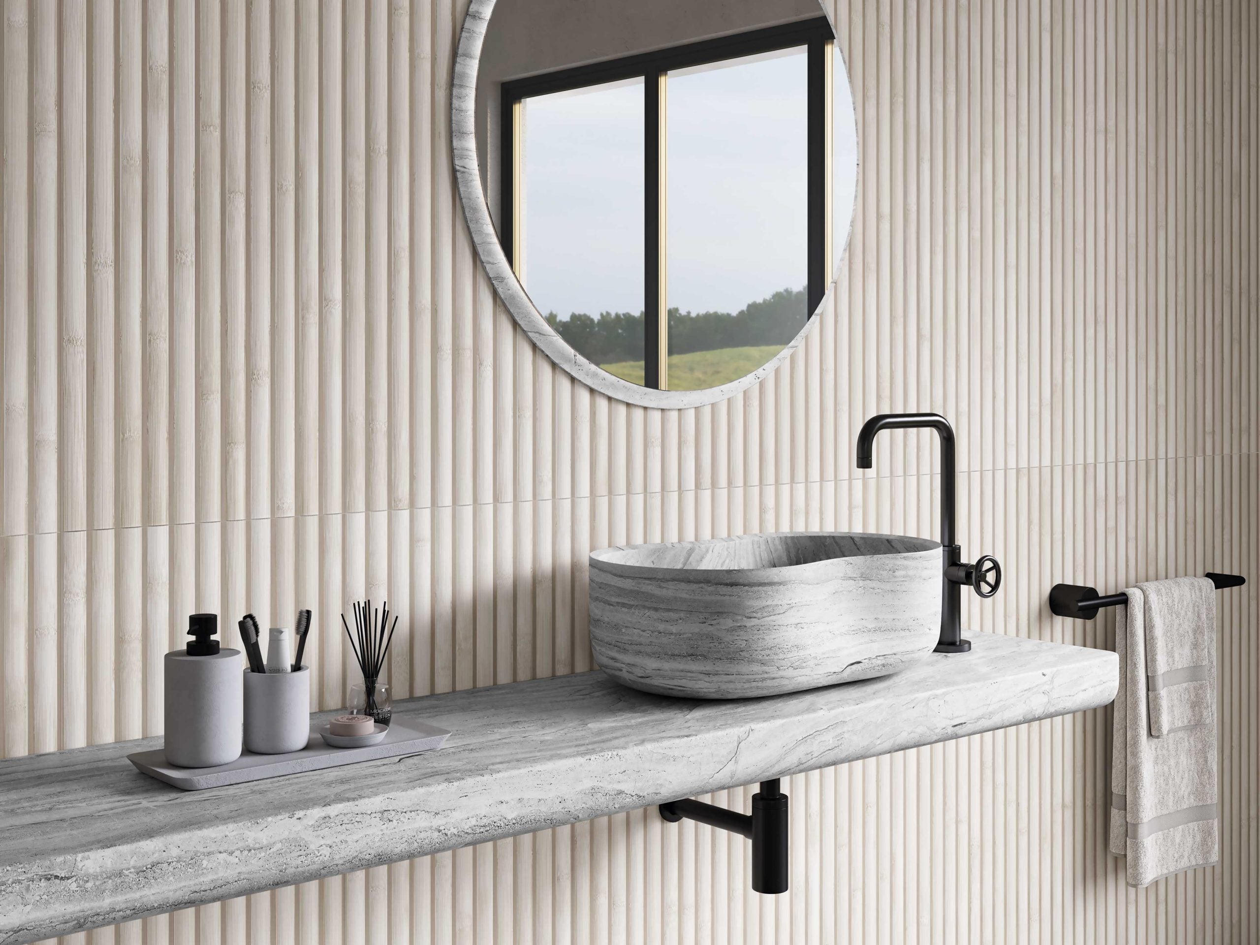 Carrelage mural effet bambou Bamboo White 40x120 cm
