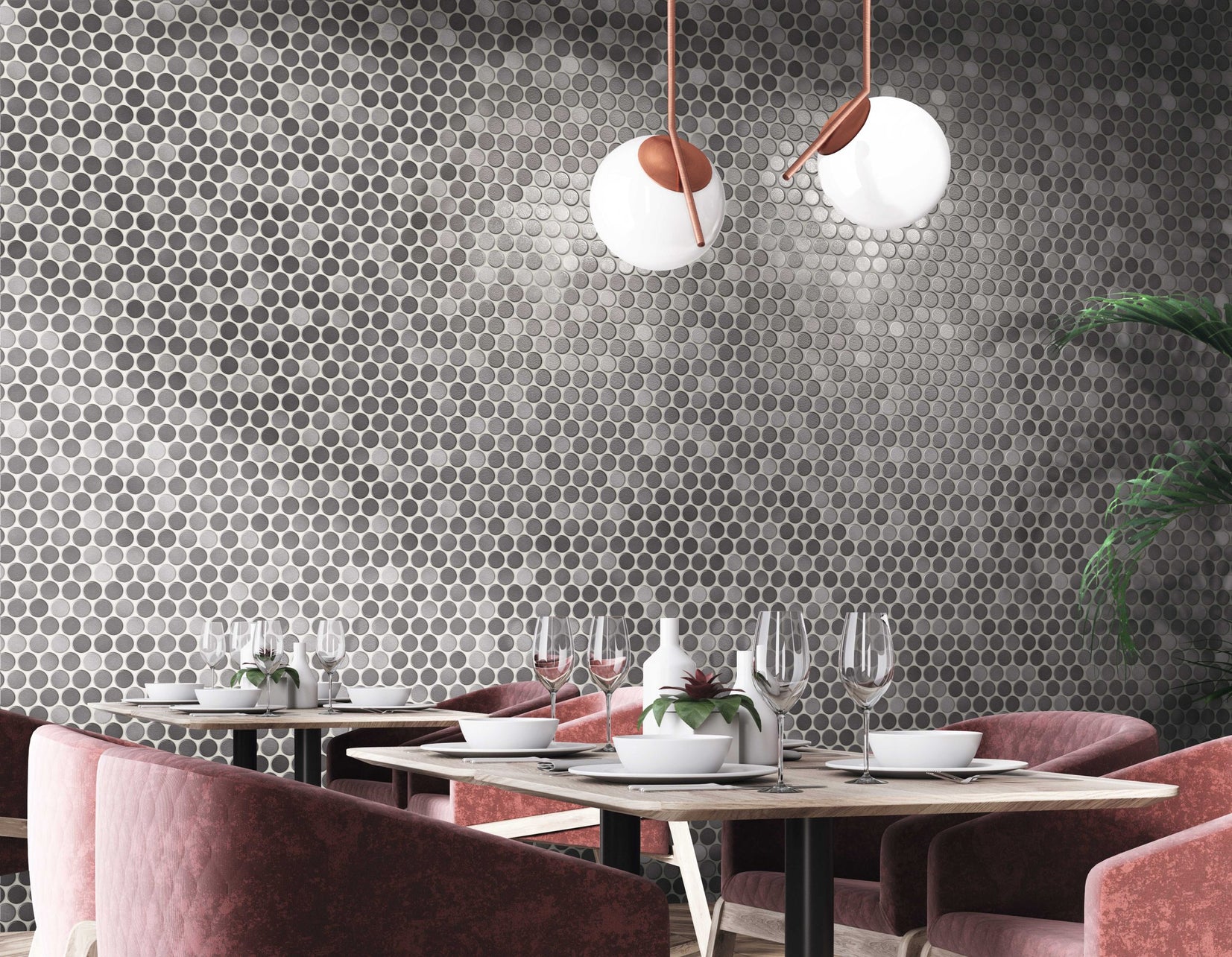 Mosaïque ronde Circle Glossy Grey 31x31 cm