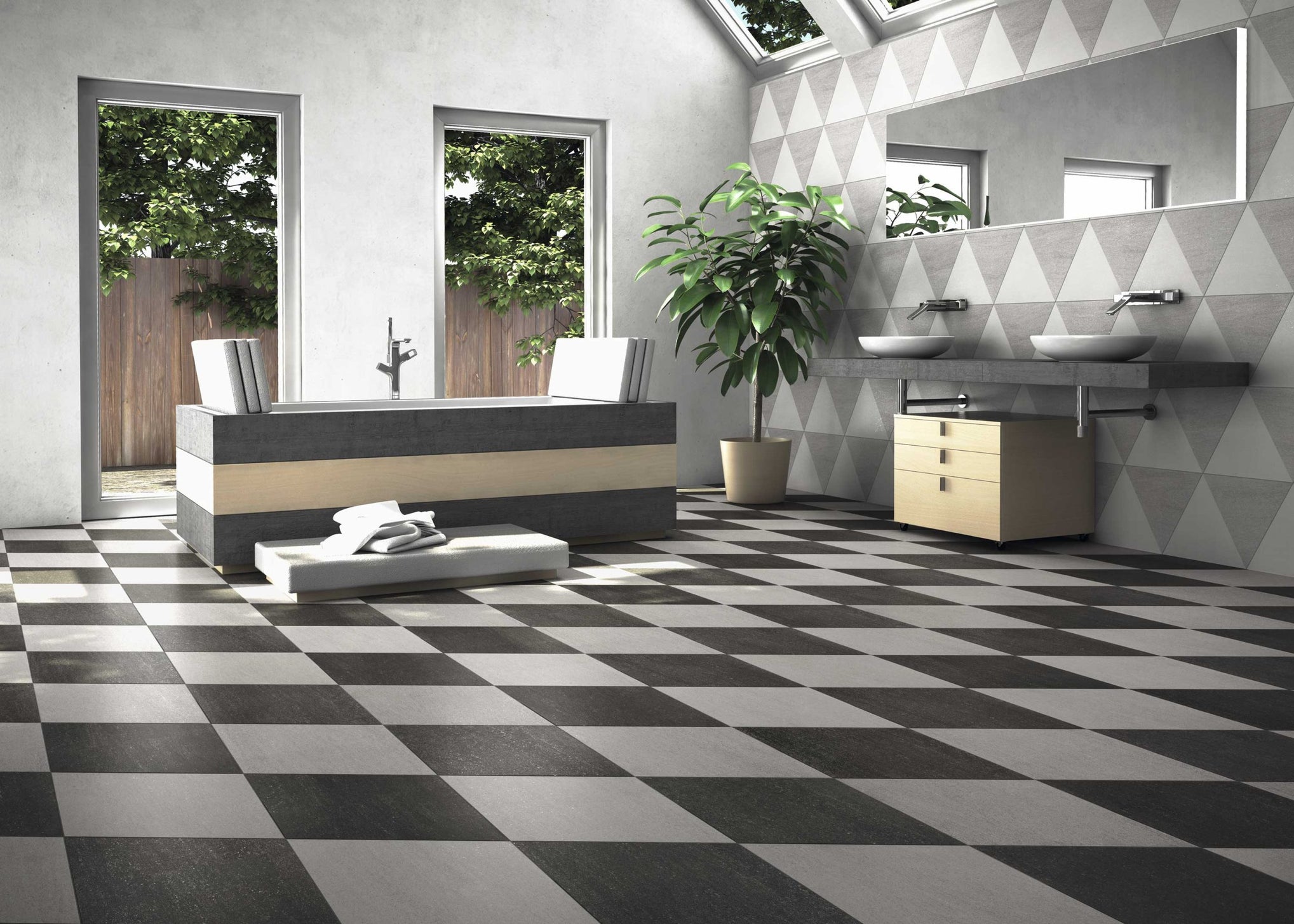 Carrelage losange effet ciment Diamond City Grey 70x40 cm