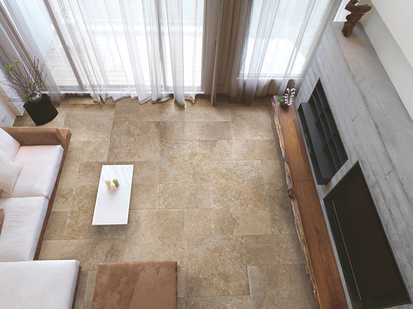 Carrelage grès cérame effet pierre DURANGO WALNUT 60X60