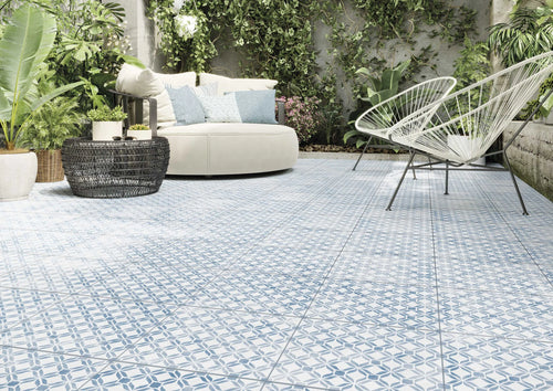 Carrelage effet ciment antidérapant- Fresco blue 33x33 - 0.65 m²/colis