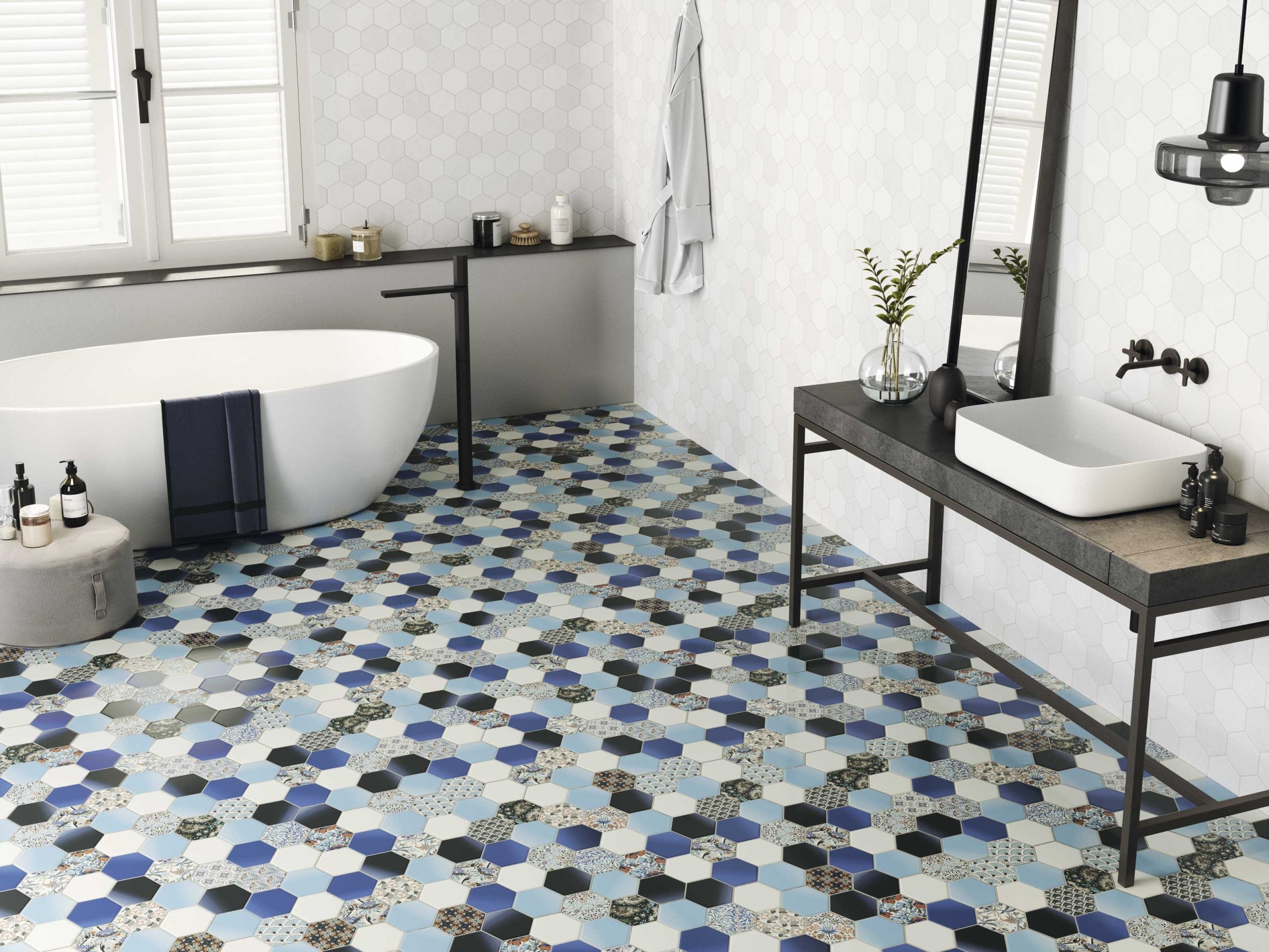 Hex Nouveau Blue posé dans un projet d’aménagement