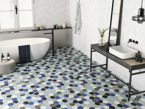 Hex Nouveau Blue posé dans un projet d’aménagement