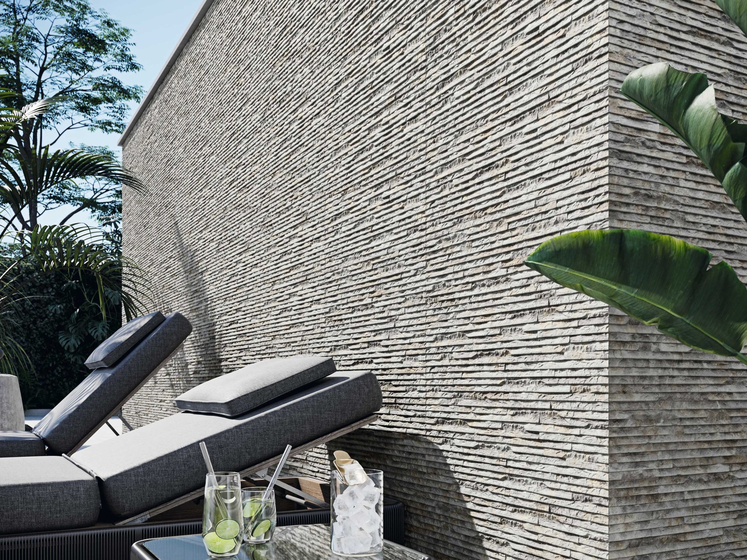Carrelage mural relief pierre Iguazu Wall Grey 21x63 cm