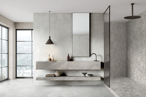 Carrelage effet pierre Nativa Grigio 90x90 cm