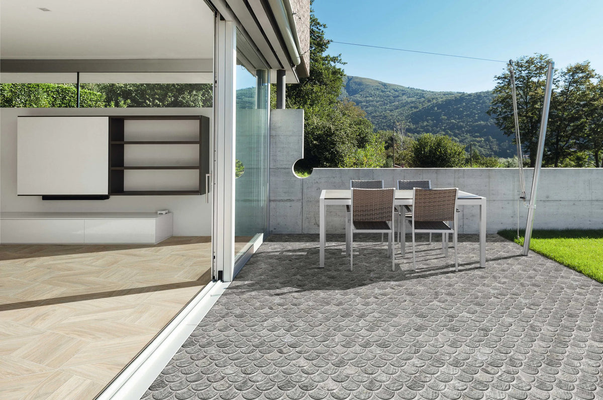 Carrelage écaille Scale Slate Grey 30,7x30,7 cm