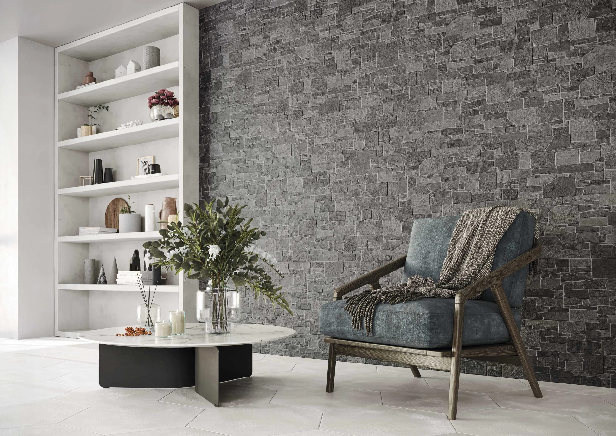 Carrelage effet parement - Stones charcoal 31x56 - 1.21 m²/colis