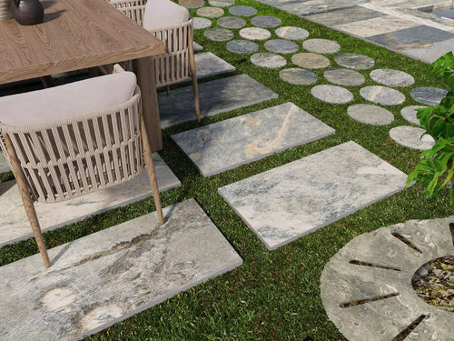 Carrelage piscine effet pierre Bali Green 29,5x60 cm