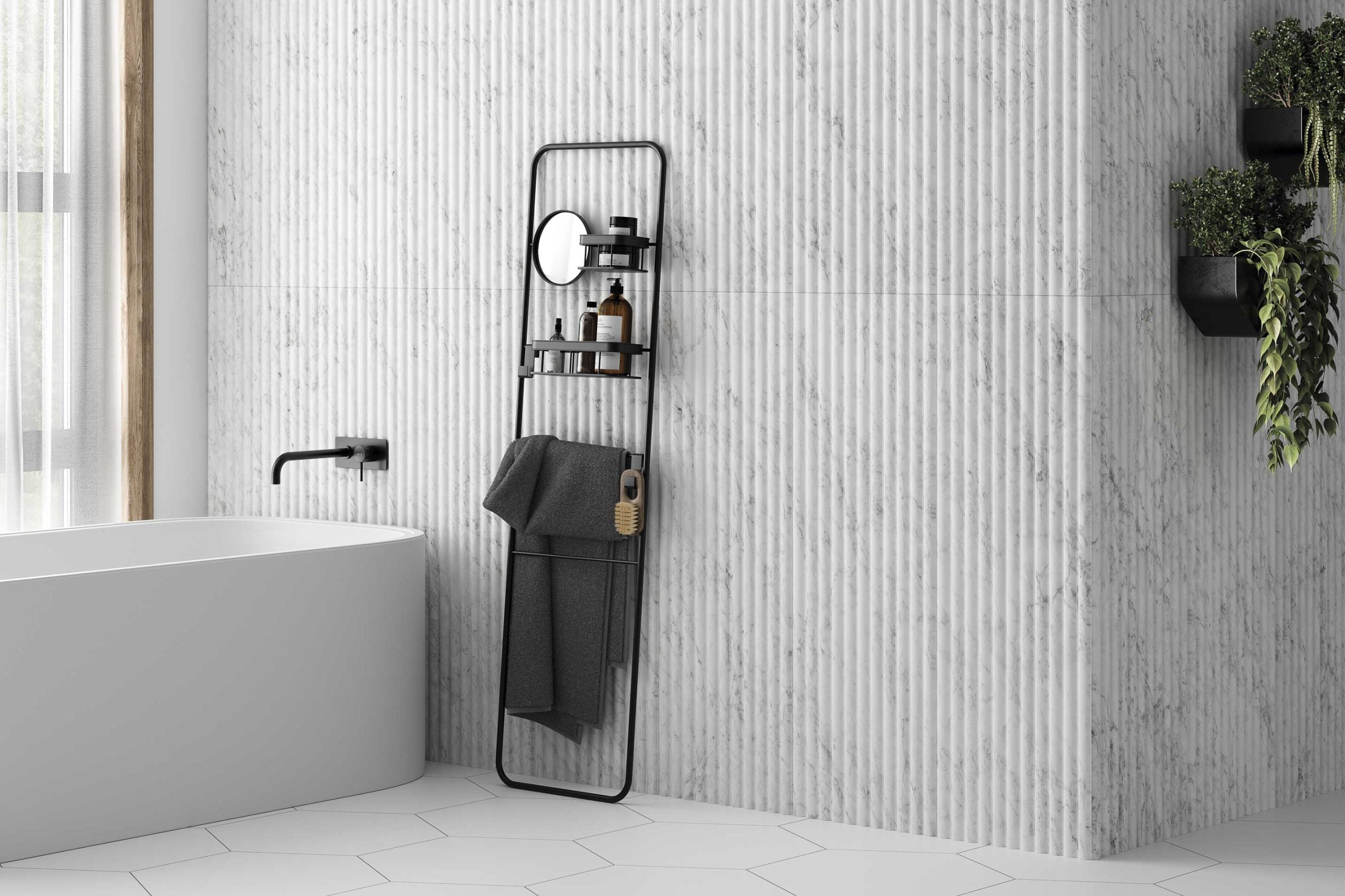 Fluted Marmi posé dans une salle de bains