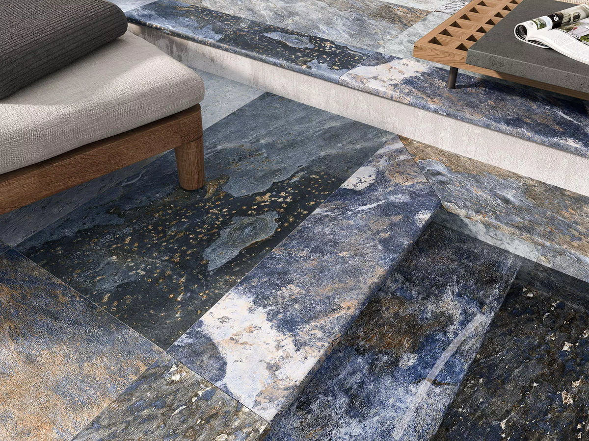 Carrelage piscine effet pierre Bali Blue 29,5x60 cm