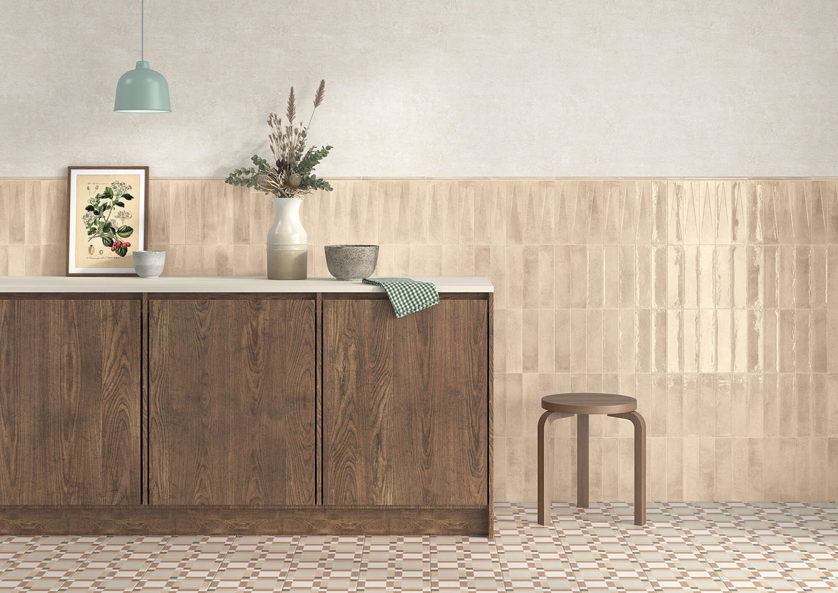 Carrelage mural Bari Brown Décor brun chaud en relief 6x24,6 cm