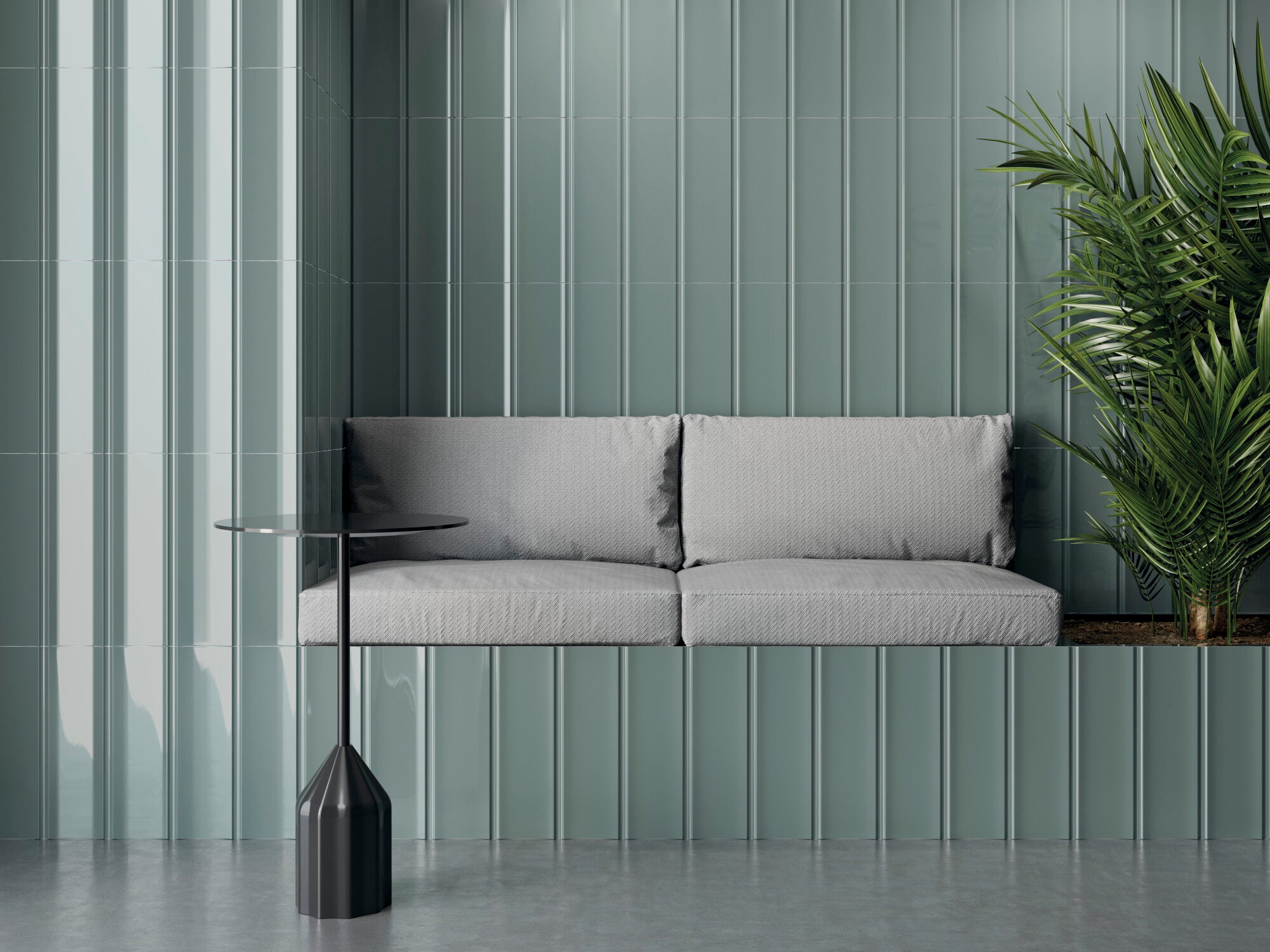 Faïence murale relief Bow Teal 15x45 cm