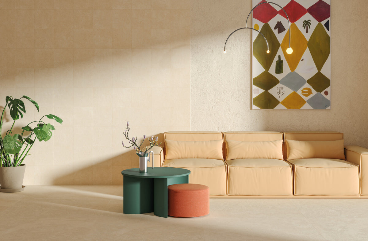 Carrelage grand format Croma Sand effet béton 100x100 cm