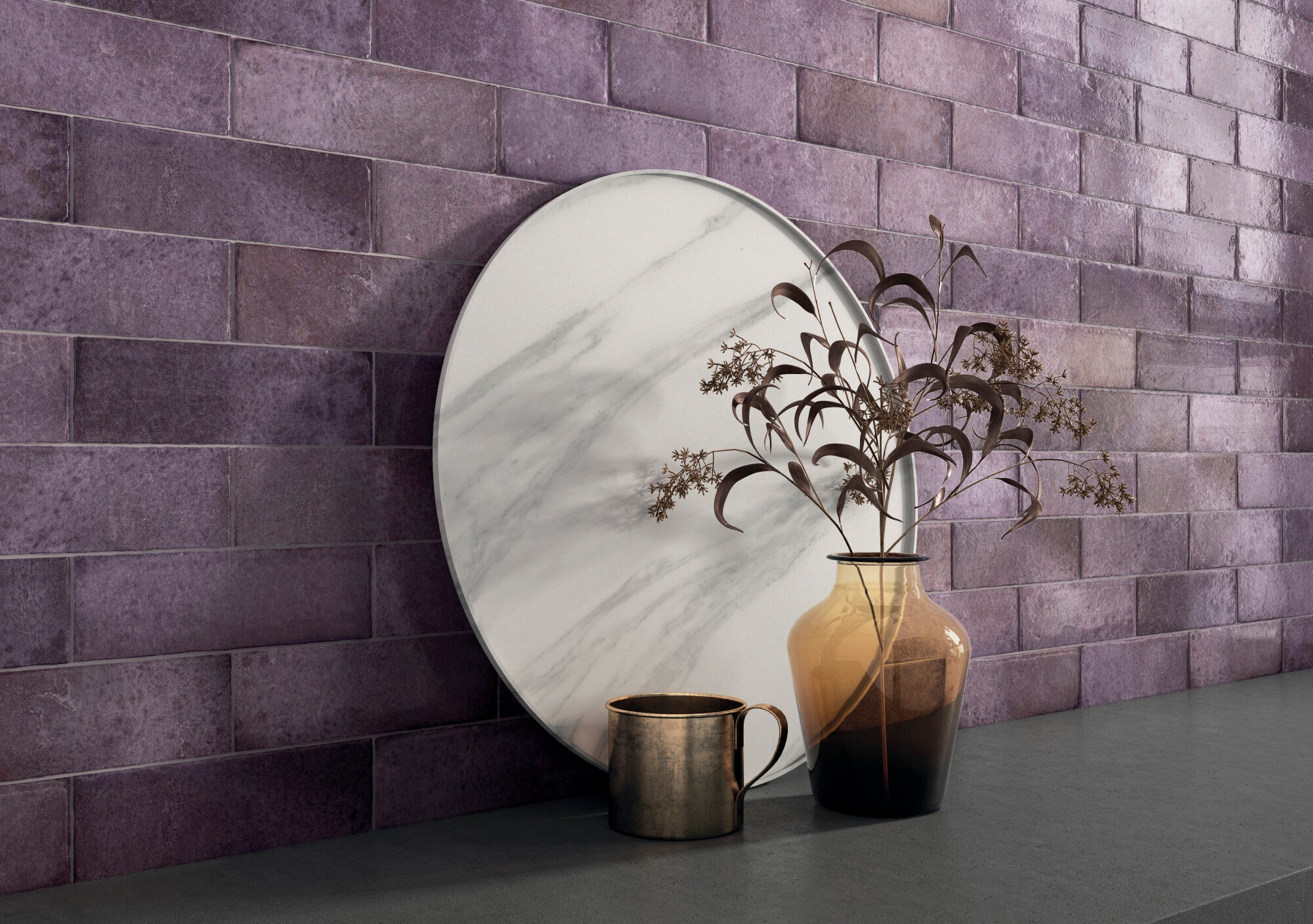 Faïence effet zellige Dyroy Aubergine 6,5x20 cm