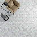 Carrelage effet ciment Havana Silver Ornate 22,3x22,3 cm